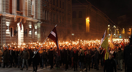 Latvian Nationalist torchlight march