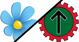 Sweden Democrats and Nordic Resistance Movement logos