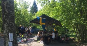Nest 1 Nordic Resistance Movement members enjoy a family day out on Sweden’s National Day