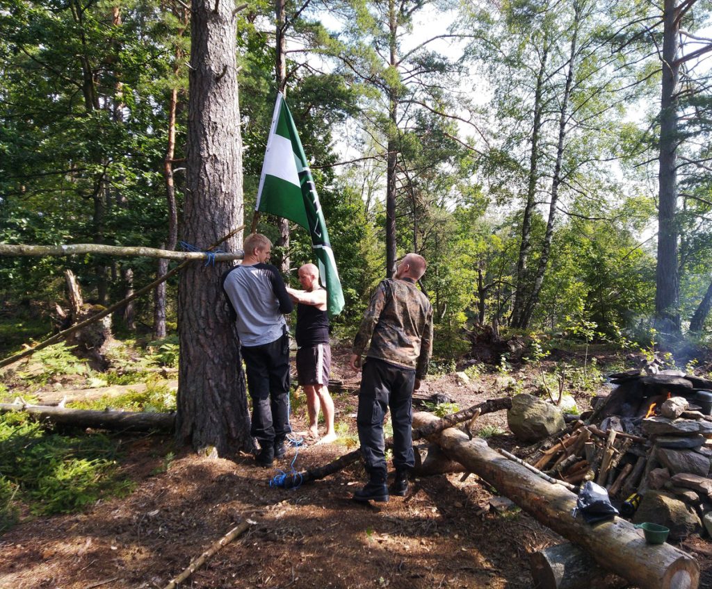 Nordic Resistance Movement Nest 3 activists camping in the wilderness