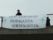 Stop anti-white propaganda banner, Denmark