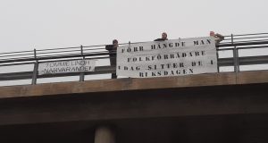 Nordic Resistance Movement banner action, Nest 4, Sweden