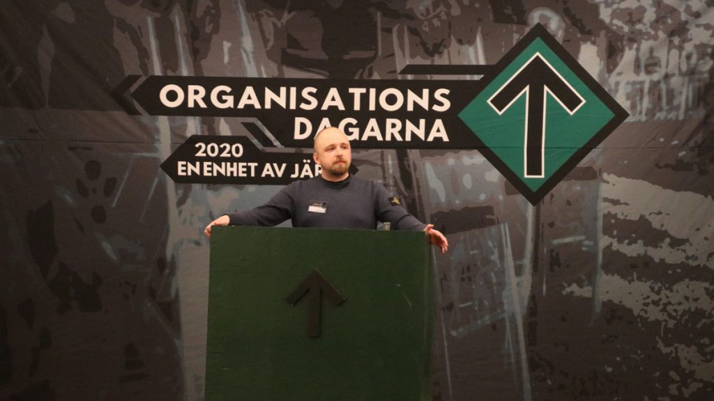 Simon Holmqvist at the Nordic Resistance Movement's Organisation Days