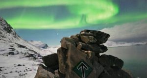 Nordic Resistance Movement stickers in Greenland under the northern lights