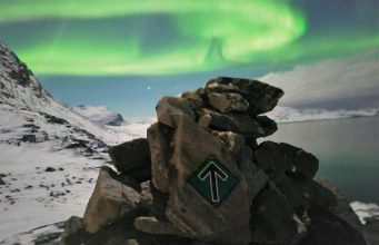 Nordic Resistance Movement stickers in Greenland under the northern lights
