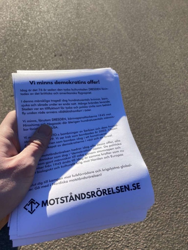 Nordic Resistance Movement Dresden information leaflet
