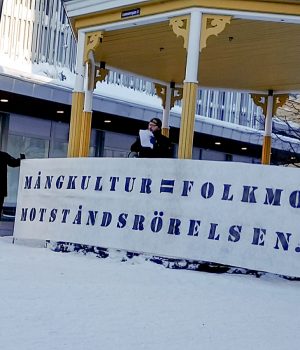 Nordic Resistance Movement banner action honouring victims of multiculturalism in Luleå