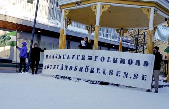 Nordic Resistance Movement banner action honouring victims of multiculturalism in Luleå
