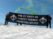 Nordic Resistance Movement banner action in Hamar, Norway