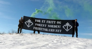 Nordic Resistance Movement banner action in Hamar, Norway