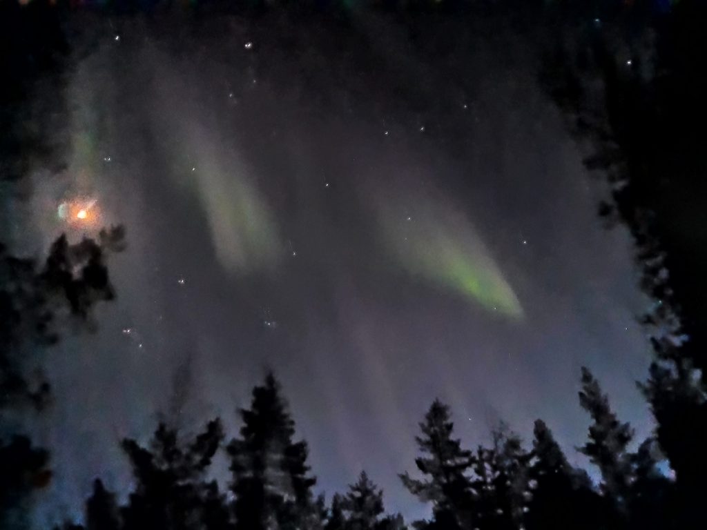 The northern lights in the sky in northern Sweden