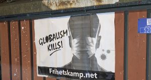 Nordic Resistance Movement "Globalism Kills" poster, Norway