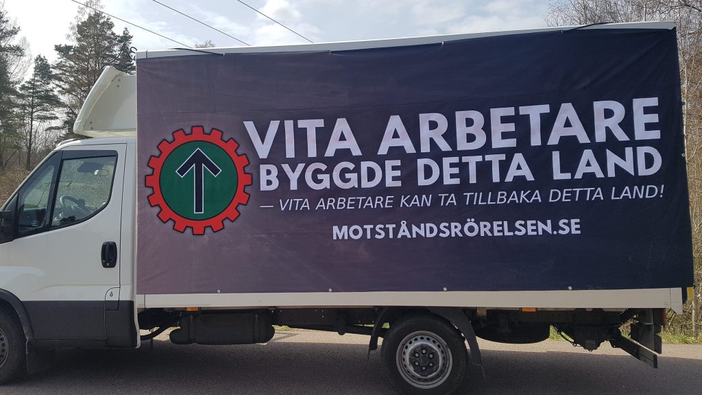 NRM 1 May 2021 banner activism, Sweden