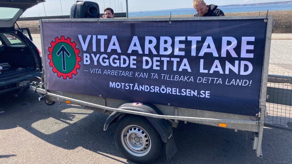 NRM 1 May 2021 banner activism, Sweden
