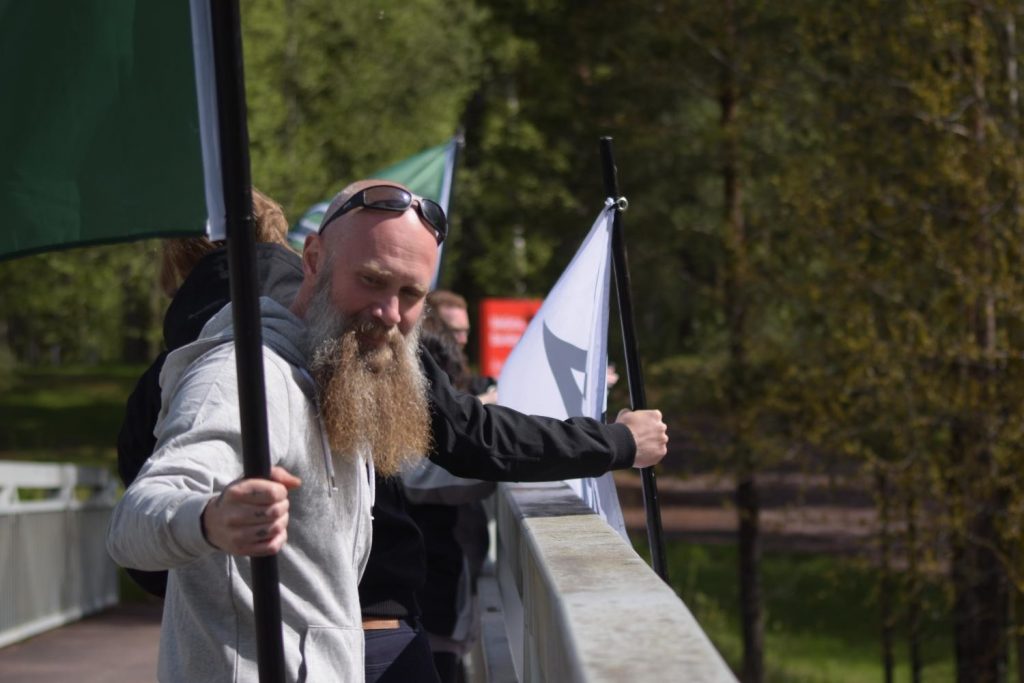 Nordic Resistance Movement banner action in Borlänge, Sweden