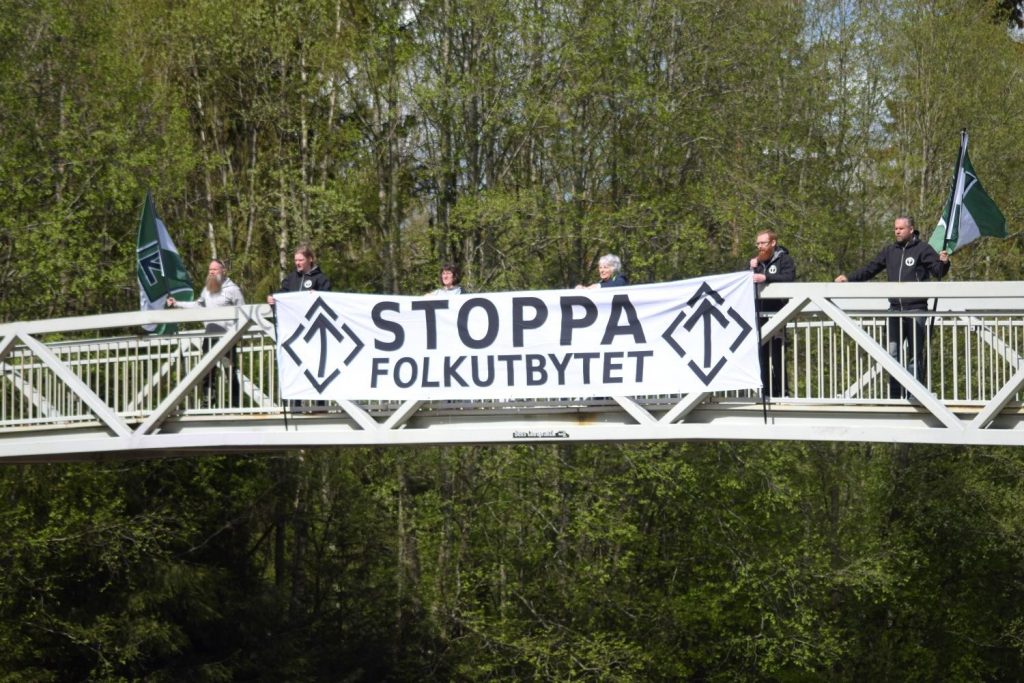 Nordic Resistance Movement banner action in Borlänge, Sweden