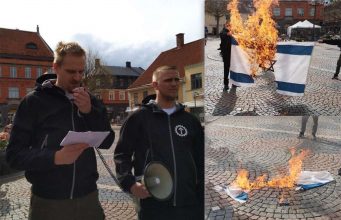 Nordic Resistance Movement protest against Israeli attacks on Palestine, Kristianstad, Sweden