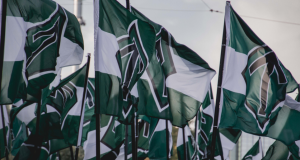 Nordic Resistance Movement flags waving in the wind