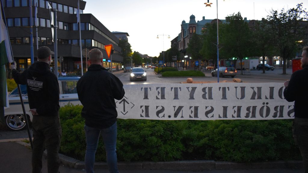 Nordic Resistance Movement banner action in Vetlanda