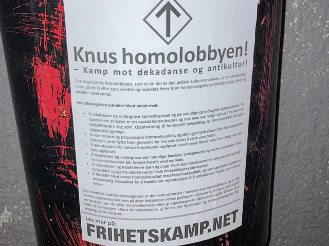 "Crush the homo lobby" Nordic Resistance Movement poster