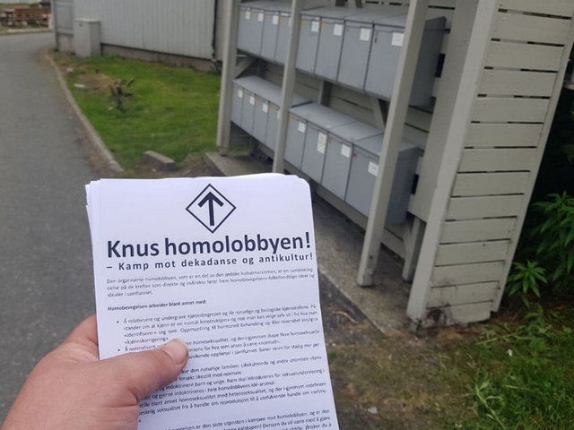 "Crush the homo lobby" Nordic Resistance Movement leaflet