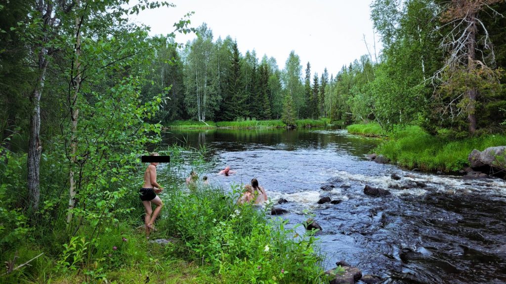 Bathing in northern Swedish river