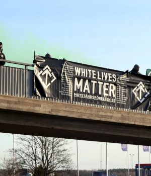White Lives Matter banner action, Finspång, Sweden