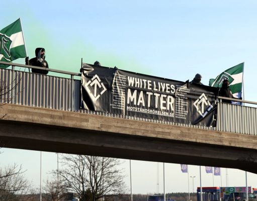 White Lives Matter banner action, Finspång, Sweden