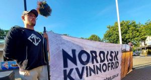 NRM "Peace for Nordic women" banner action