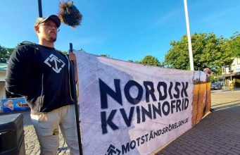 NRM "Peace for Nordic women" banner action