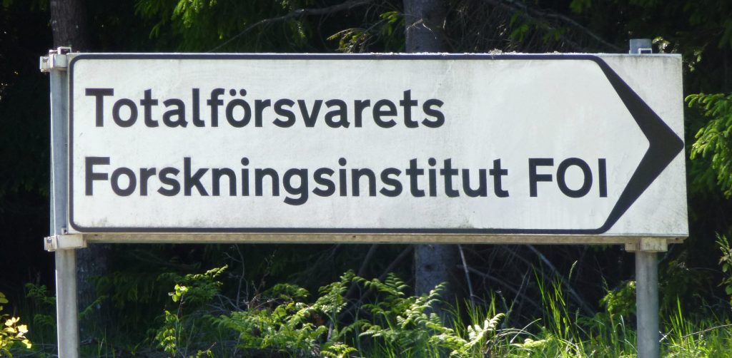 Swedish Defence Research Agency (FOI) sign
