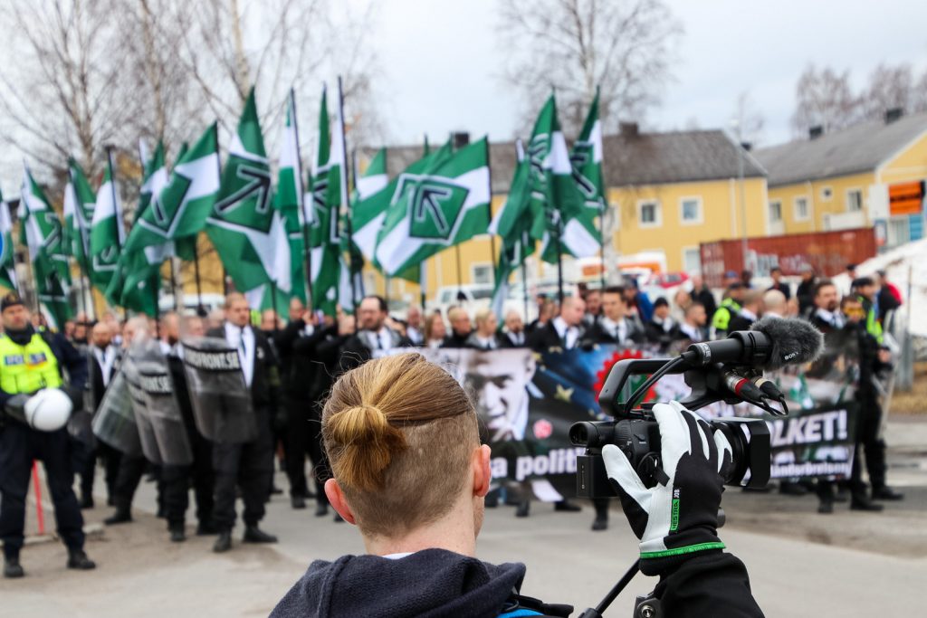 Cameraman at Boden 1 May Nordic Resistance Movement march