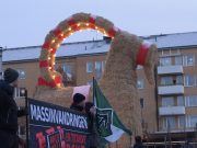 Nordic Resistance Movement activism at Gävle goat inauguration, Sweden