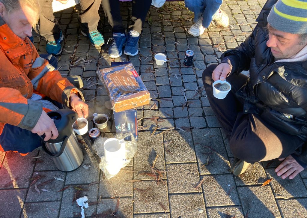 The Nordic Resistance Movement distributes food and coffee to homeless Swedes in Helsingborg