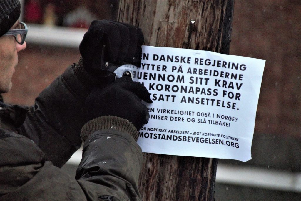 Nordic Resistance Movement activism in support of Danish workers, Oslo, Norway