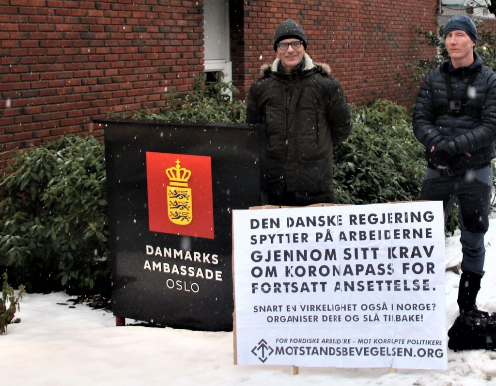 Nordic Resistance Movement activism in support of Danish workers, Oslo, Norway