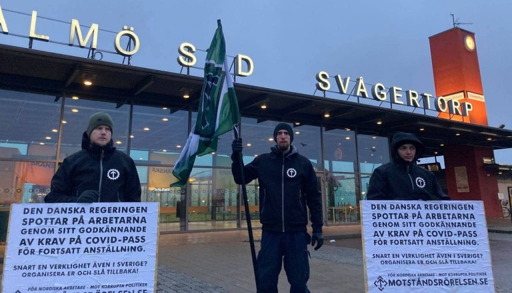 Nordic Resistance Movement activism in support of Danish workers, Malmö, Sweden