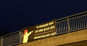 NRM banner wishing a Happy White Christmas, Norway