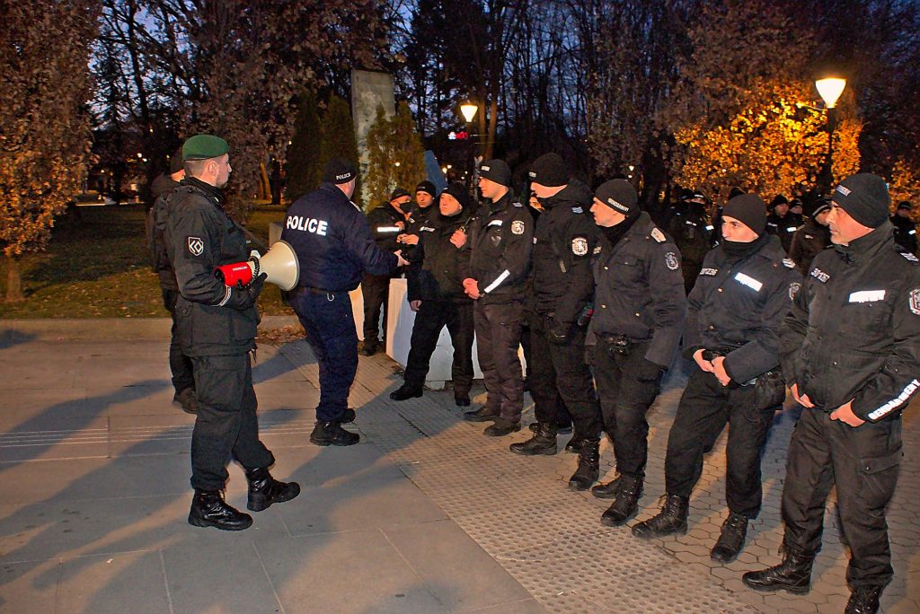 Police at Lukov March 2022, Sofia, Bulgaria