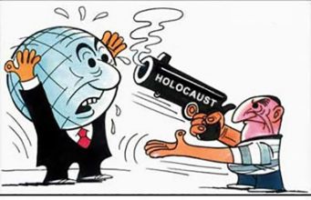 Jew demanding holocaust reparations from the world cartoon