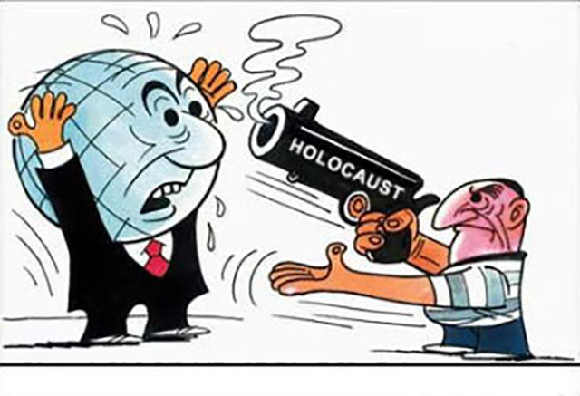 Jew demanding holocaust reparations from the world cartoon