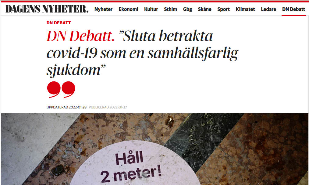 Dagens Nyheter Covid-19 restrictions article