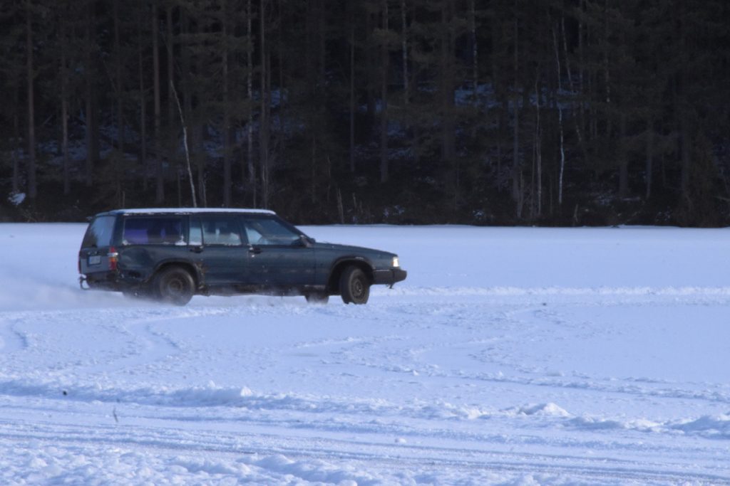 Driving on the ice at Lake Rämen, Dalarna, Sweden
