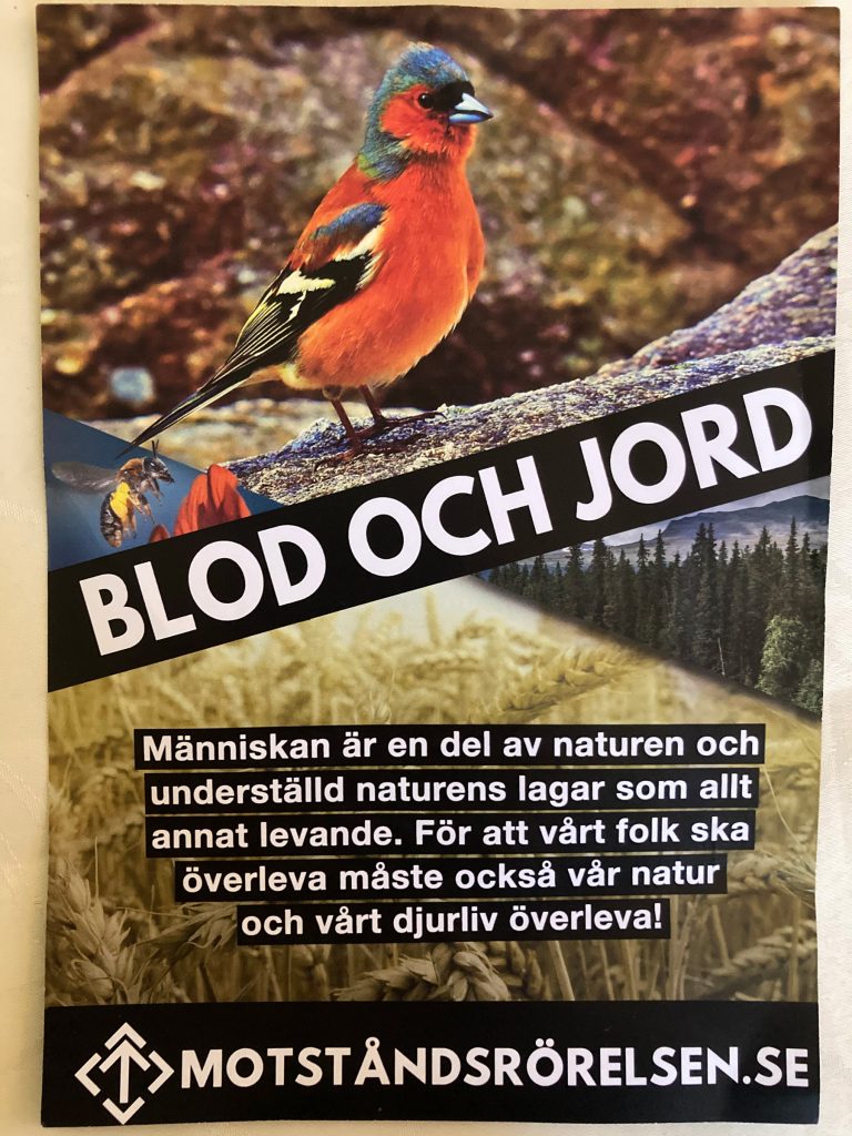 Nordic Resistance Movement "For blood and soil" leaflet