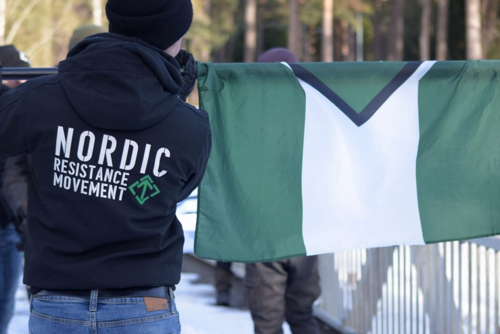 Nordic Resistance Movement banner action, Borlänge, Sweden