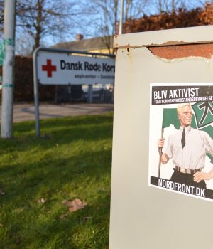 Nordic Resistance Movement poster, Red Cross refugee centre, Sandvad, Denmark