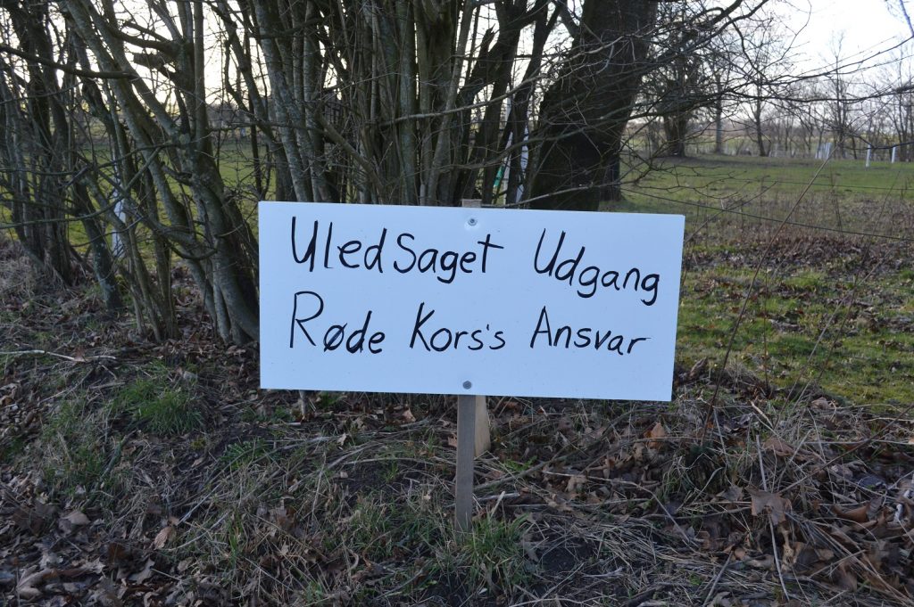 Anti-refugee centre sign in Sandvad, Denmark