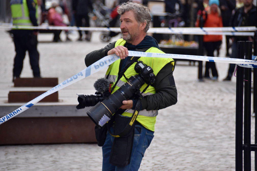 Photographer at NRM demonstration, Ludvika, Sweden