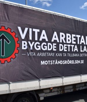 Nordic Resistance Movement "White people built this country" truck