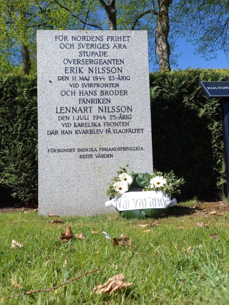 Gravestone of Finland Volunteer, Växjö, Sweden